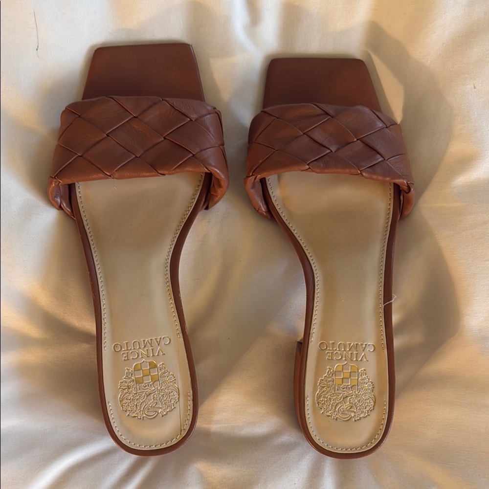 Vince Camuto Brown Braided Leather Sandals